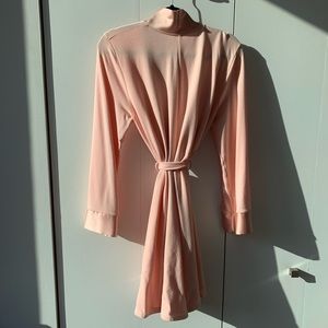 Bluana Light Pink Cotton & Silk Shortie Robe, S